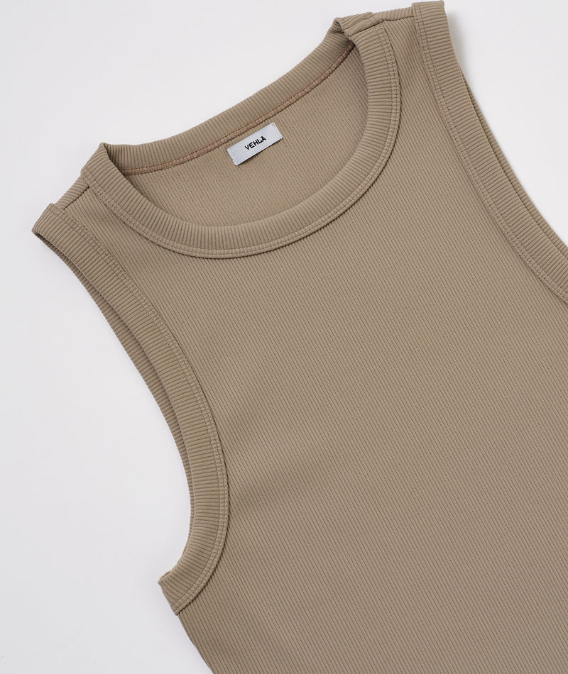 RIBBED TANK - TAUPE