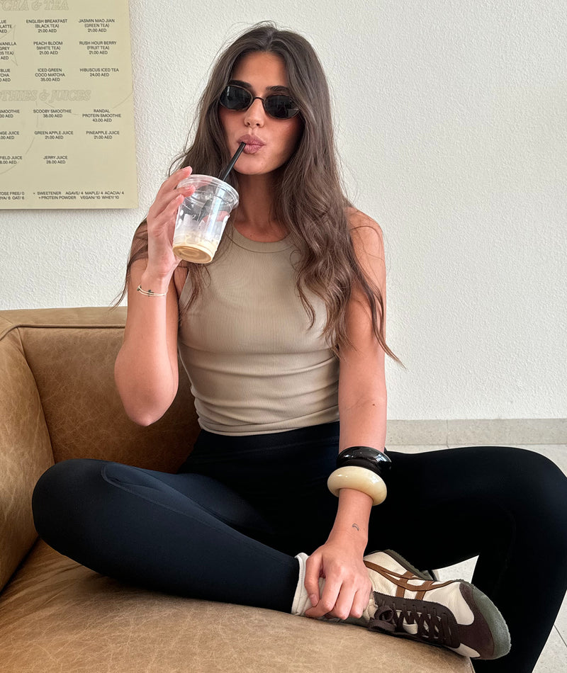 RIBBED TANK - TAUPE