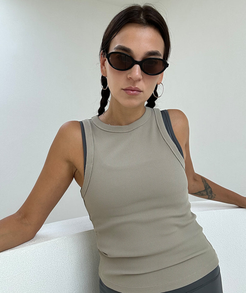 RIBBED TANK - TAUPE