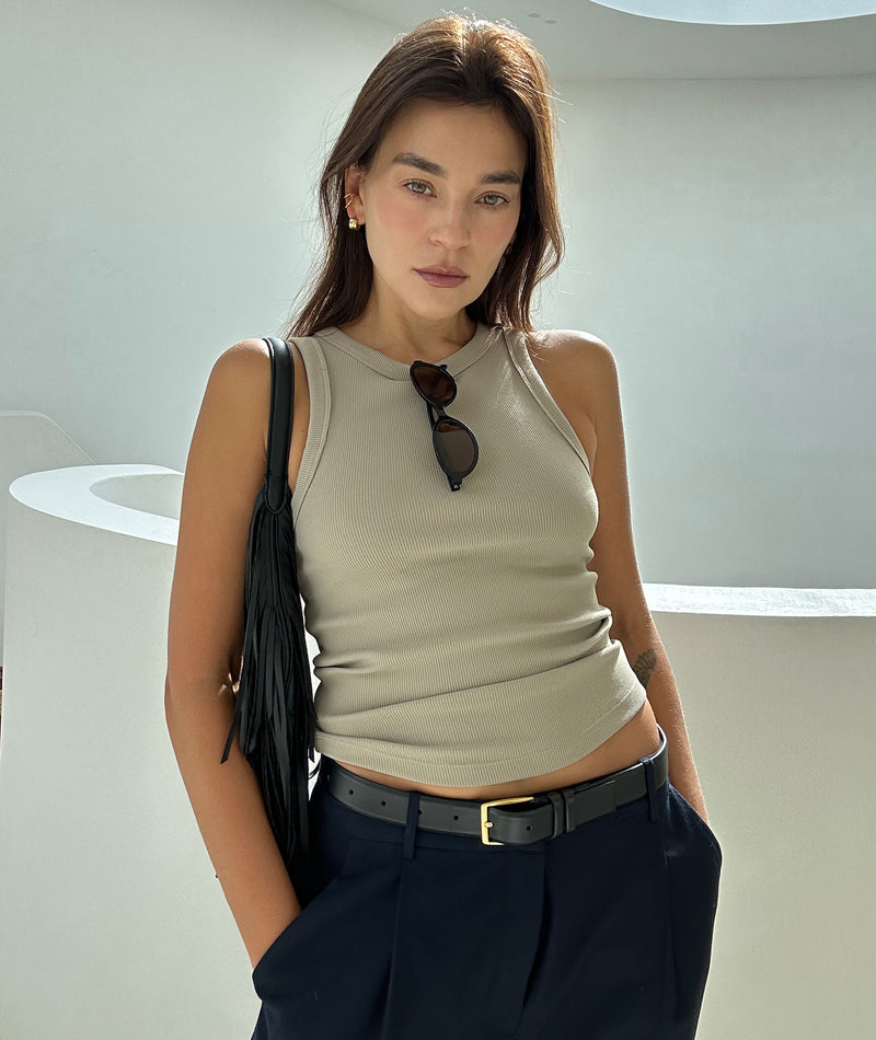RIBBED TANK - TAUPE