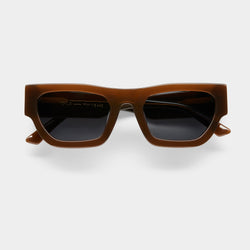 side image showing the arm of vehla eyewear finn sunglasses in coco / smoke