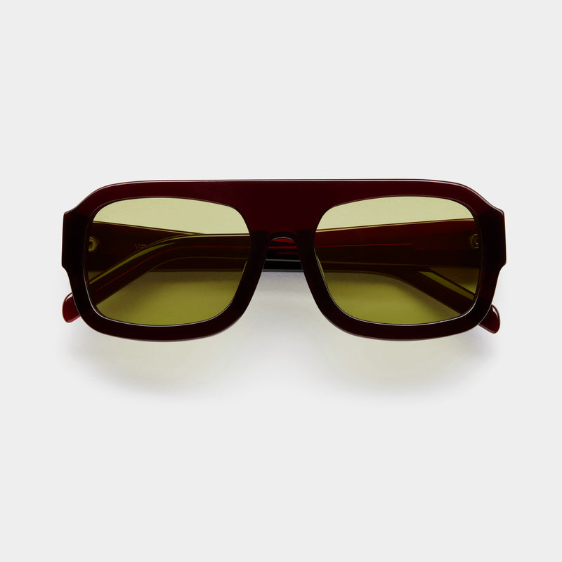 front image vehla eyewear kaia sunglasses in malbec / kahki